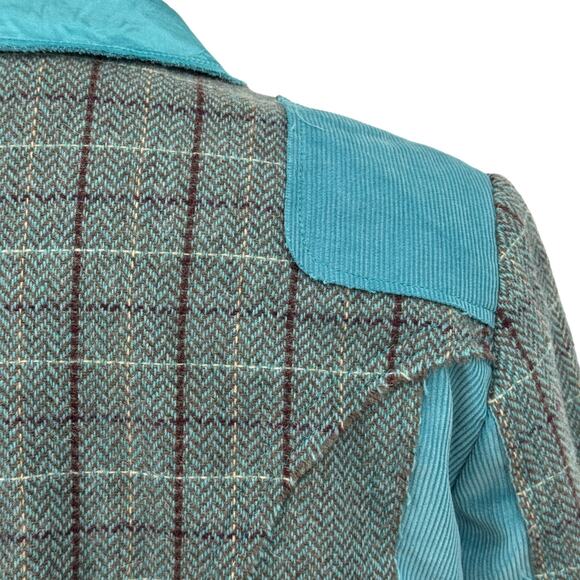Max & Co Patchwork Blazer Wool Mohair Women 10 Blue Plaid Preppy Steampunk NEW - Picture 11 of 15